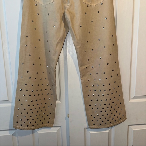 New Zara Mid Rise Studded Wide Leg Jeans 8197/028 Sizes 2 8 10 - Picture 8 of 9